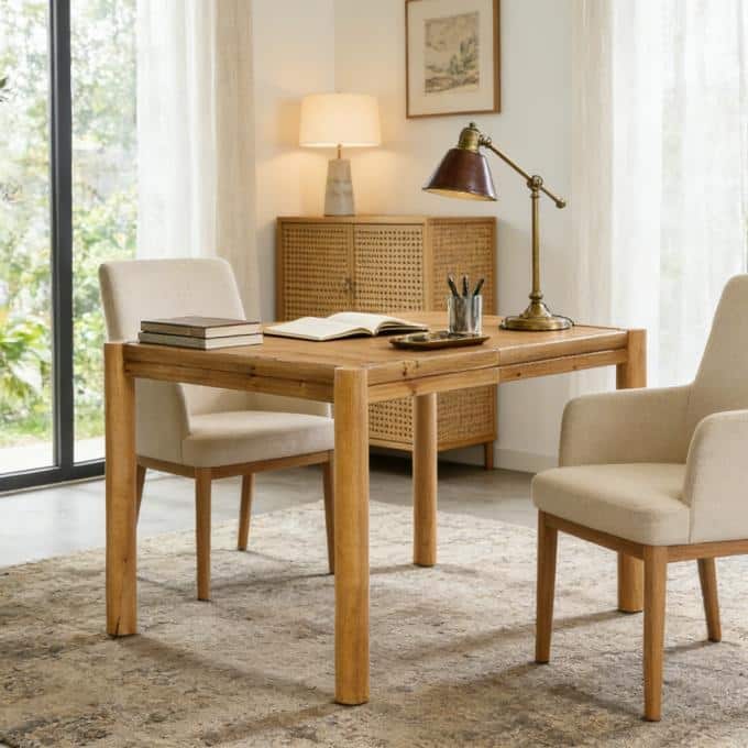 39.37" Square Solid Wood Conference Table, Small Meeting Table for 4