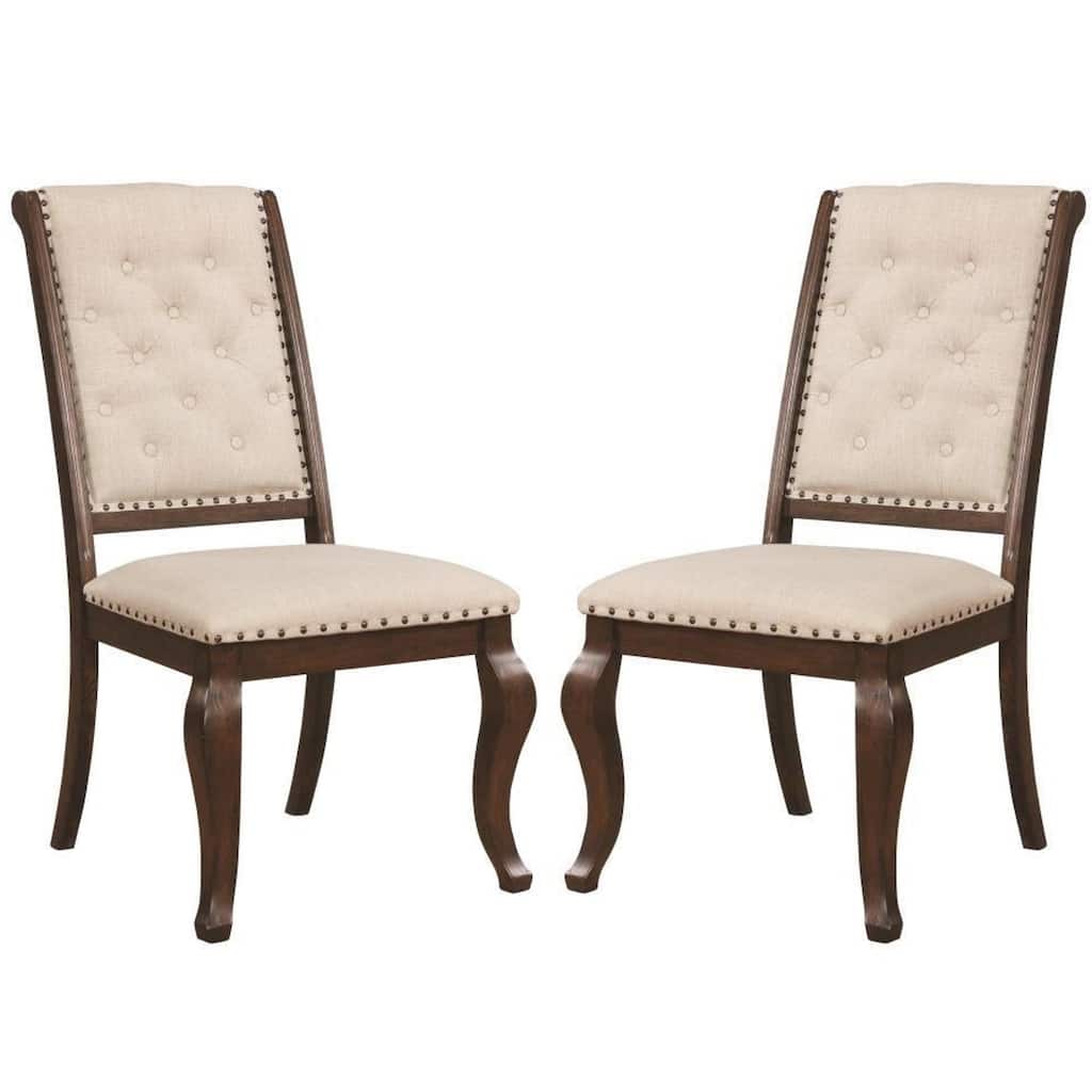 French Neoclassic 18th Century Antique Design Button Tufted Dining Chairs (Set of 2)