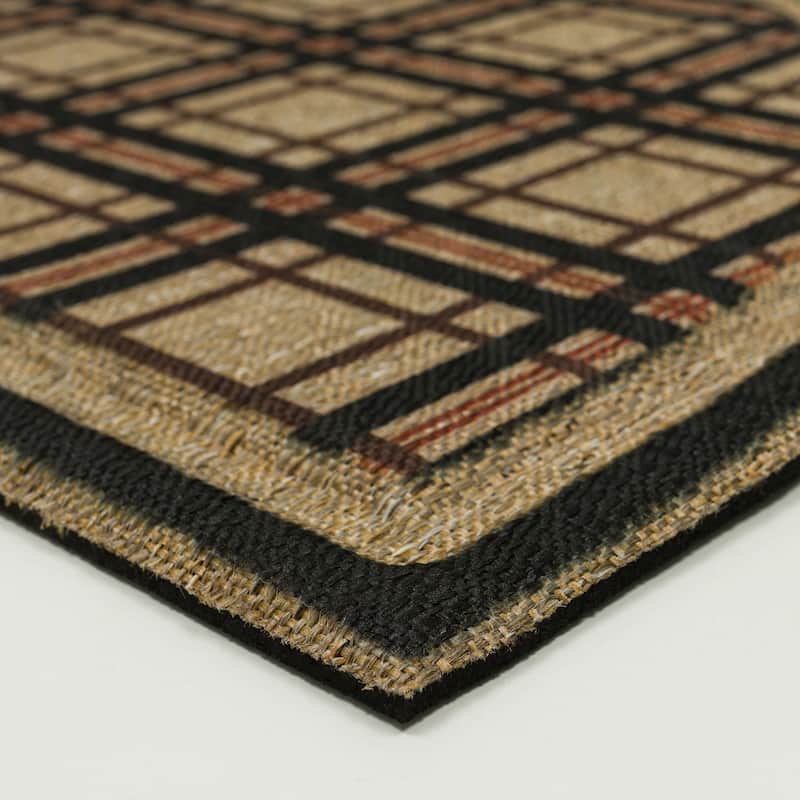 Mohawk Home Plaid Ticking Neutral 1' 6" X 2' 6" Door Mat