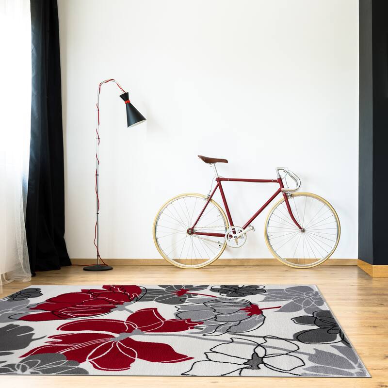 Beverly Rug Modern Multicolor Floral Indoor Area Rug with Jute Backing