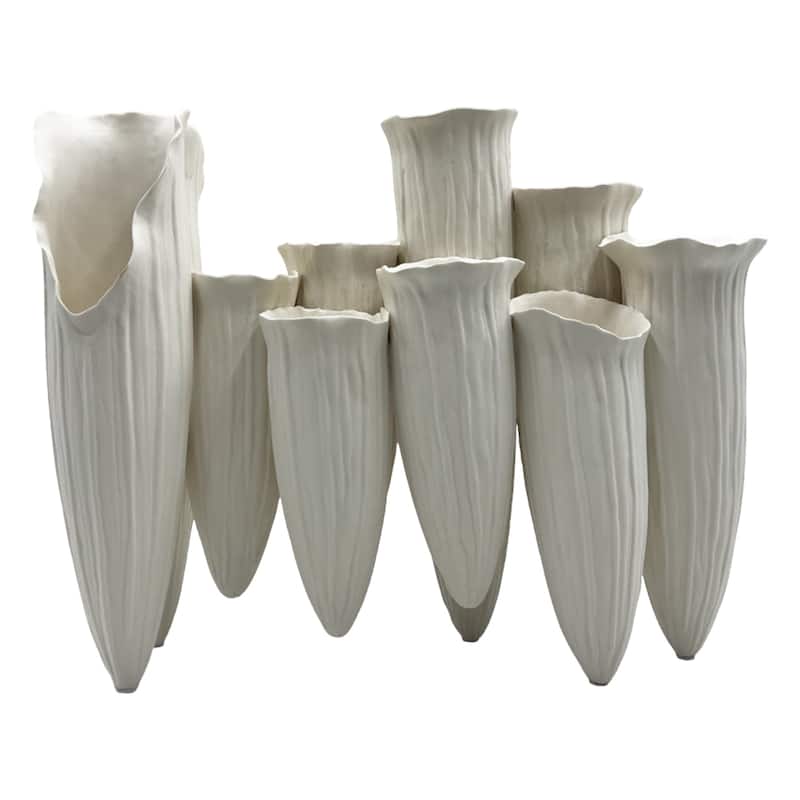13 Inch Wide Modern White Ceramic Vase