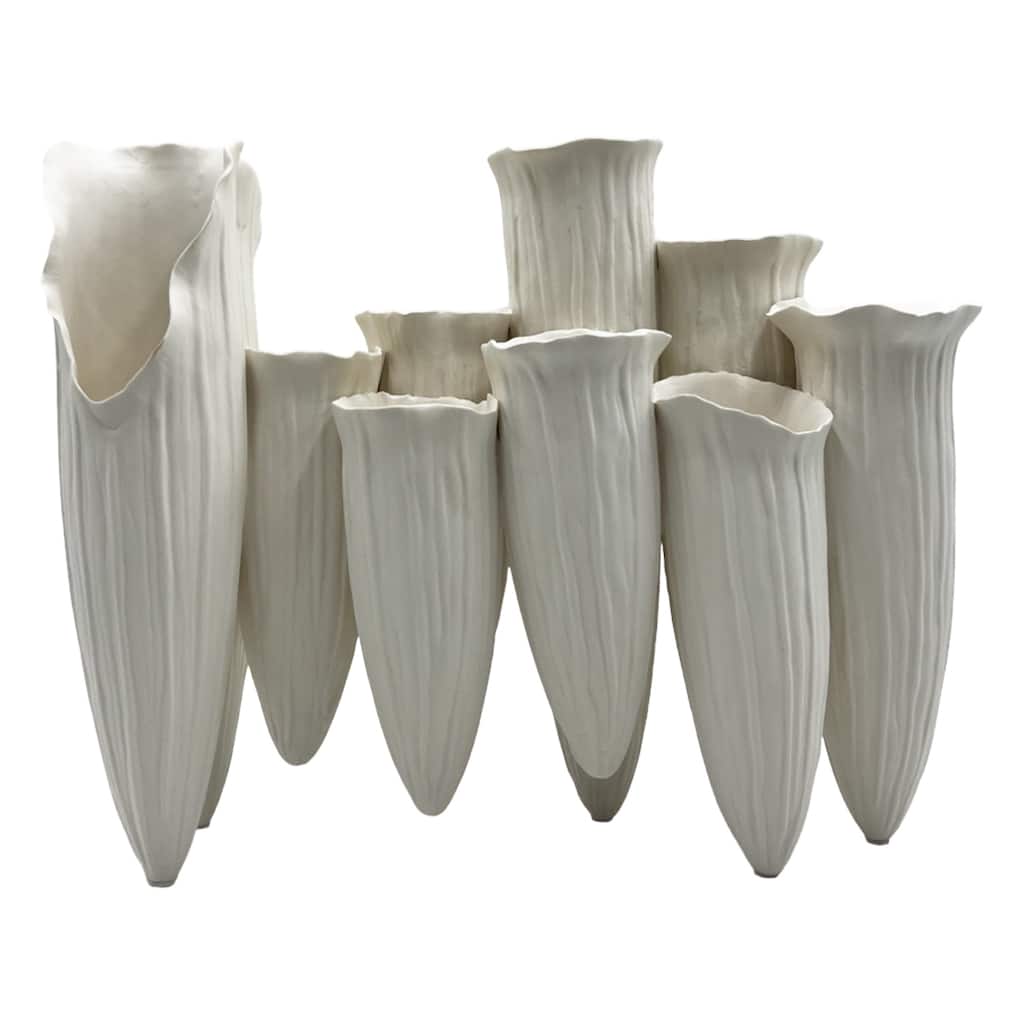 13 Inch Wide Modern White Ceramic Vase