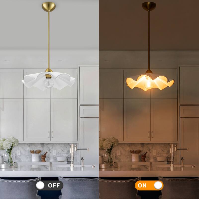 16-Inch White Ceramic Petal Pendant Light for Kitchen Dining Room - Dia.15.98-in