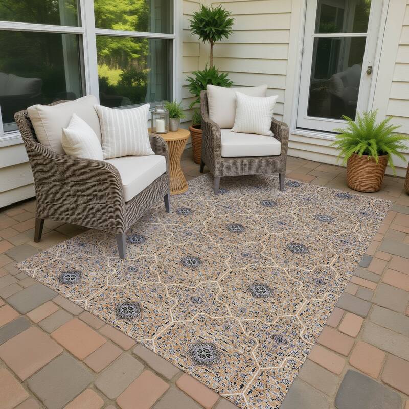 Machine Washable Indoor/ Outdoor Traditional Mika Chantille Rug - Copper - 5' x 7'6"