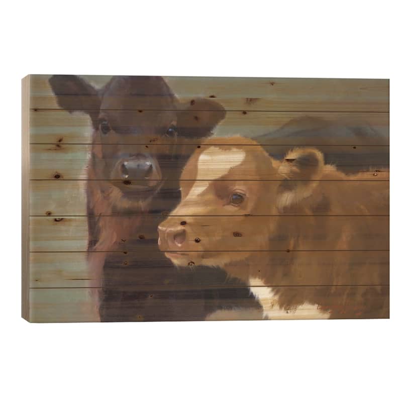 Farm Pals II Print On Wood by Carolyne Hawley - Multi-Color - 26x40x1.5