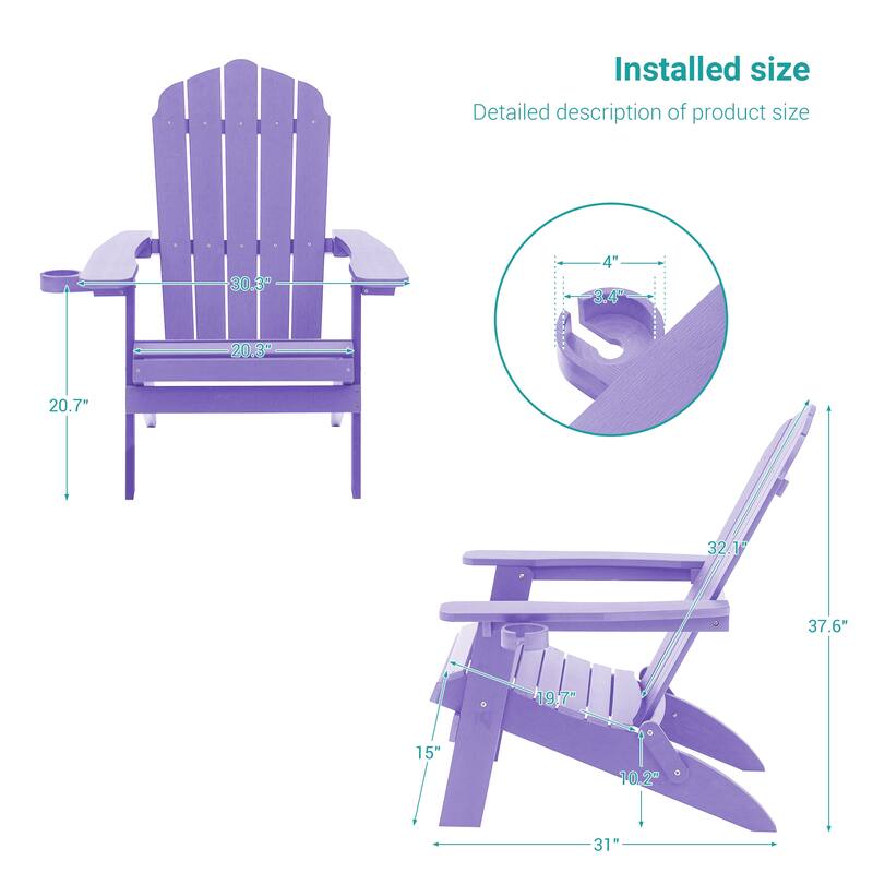 Bonosuki Set of 4 Folding Adirondack Chair Patio Fire Pit Chair