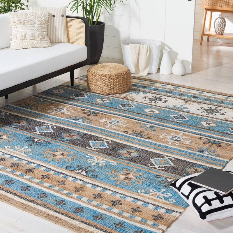 SAFAVIEH Flatweave Kilim Ilmira Jute Rug - 8' x 10' - Blue/Ivory