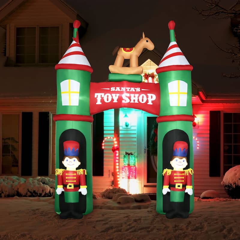 Outsunny 11.5 ft Christmas Inflatable Archway with 2 Nutcrackers - Green