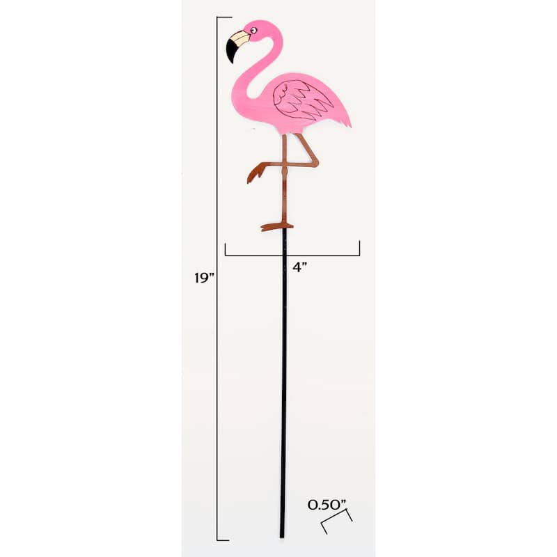 19" Iron Pink Flamingo Garden Stake, Set of 3