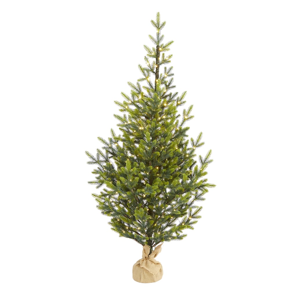 5’ Pre-Lit Potted Fraser Fir Artificial Christmas Tree, Clear Lights - 5 Foot