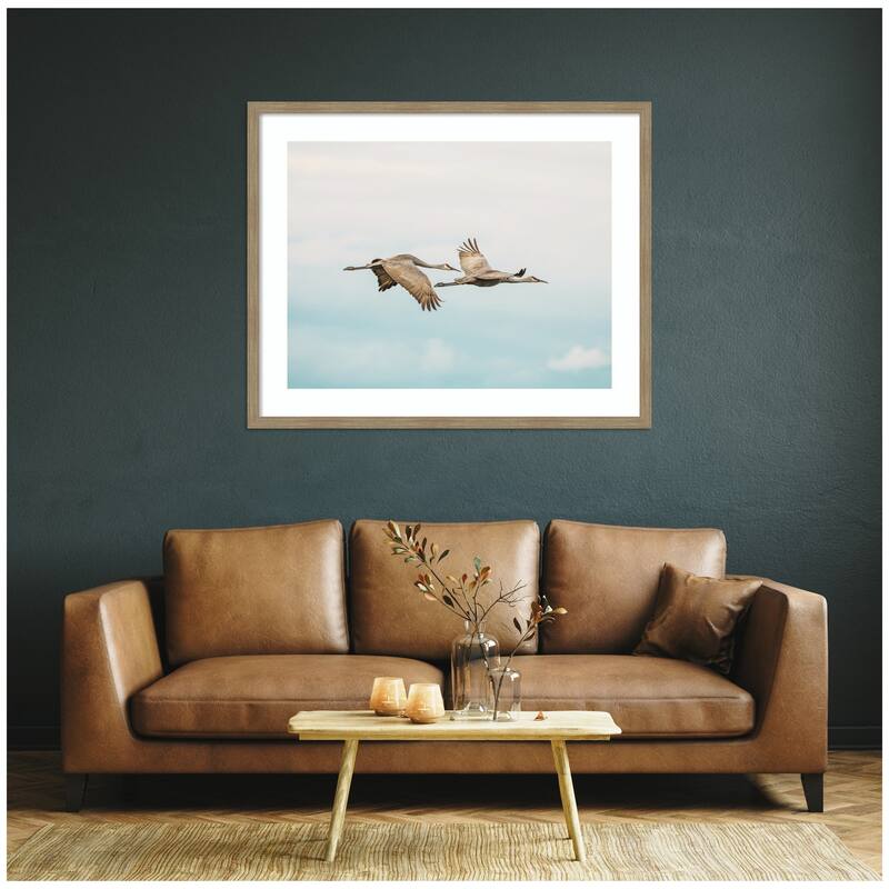 Kate and Laurel Cranes Flying by Emiko and Mark Franzen F2 Images Framed Wall Art Print