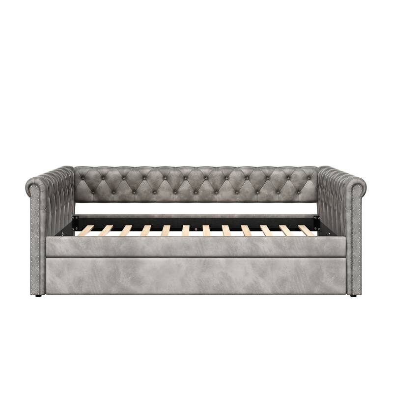 Christopher Knight Home - Augusta Velvet Upholstered Tufted Daybed with Trundle Design