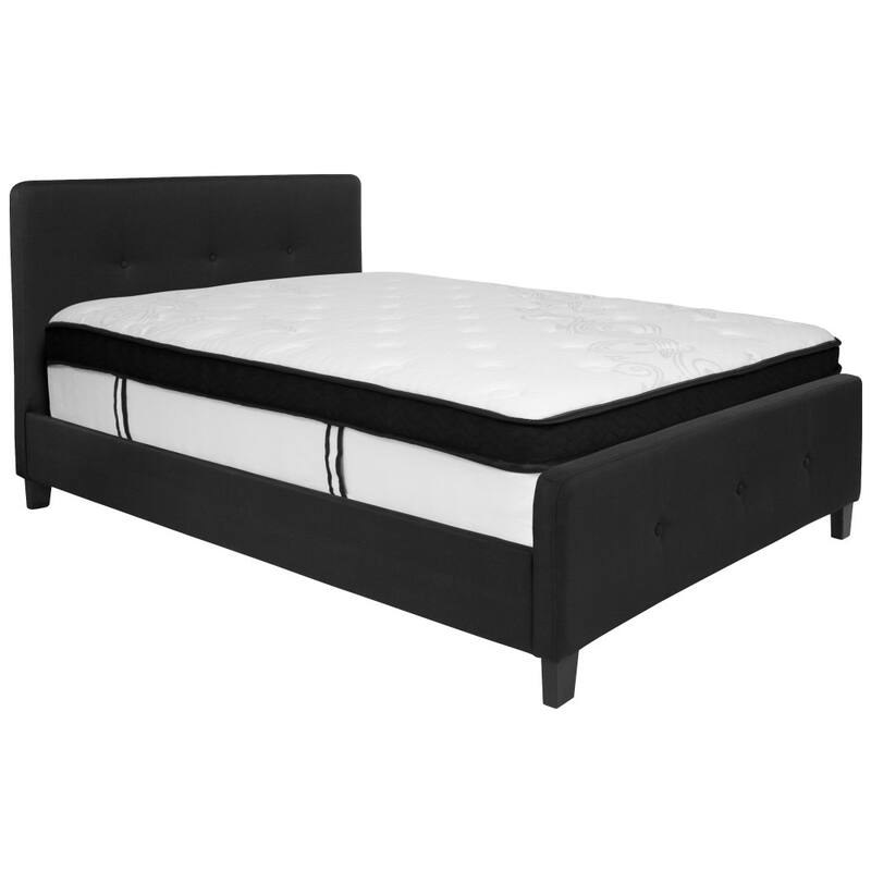Button Tufted Platform Bed with Memory Foam Pocket Spring Mattress