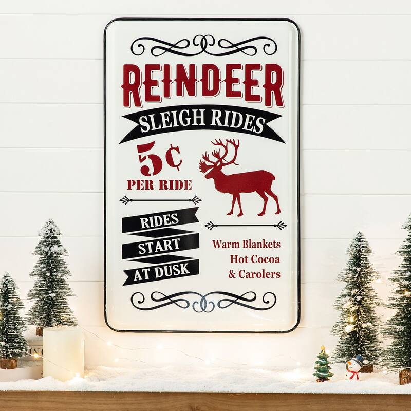 Glitzhome Christmas Farmhouse Metal Reindeer Wall Sign Decor