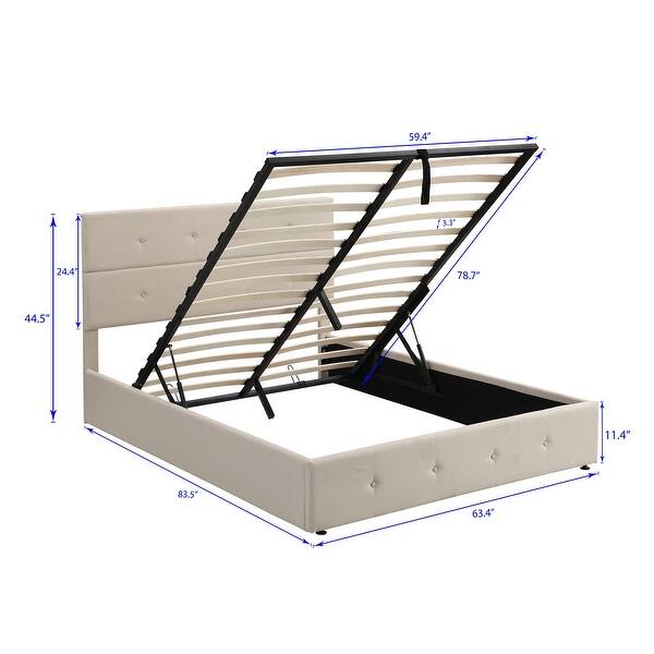 Queen Size Upholstered Platform Bed, with Underneath Storage Bed Bath