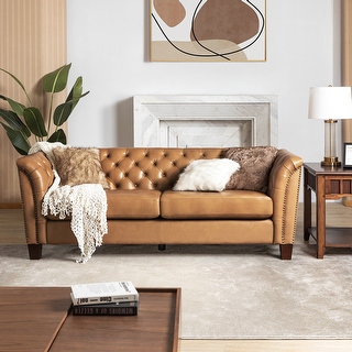 Regina 82.5 Tufted Genuine Leather Sofa Couch for Living Room By HULALA HOME Bed Bath Beyond 38956873