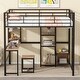 preview thumbnail 17 of 25, Loft Bed with Desk and Stool,Metal Loft Bed with Open-Style Wardrobe