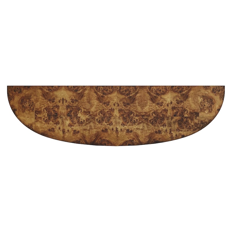 Astor 54"W Burl Wood Demilune Console Table