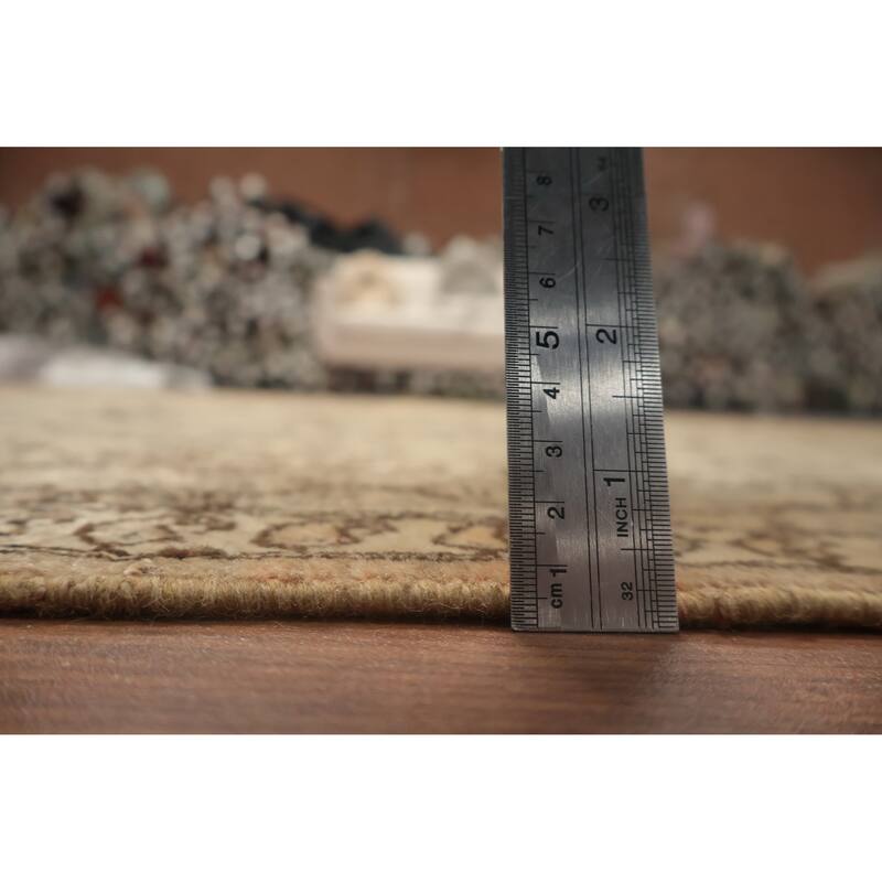Hand Knotted Oriental 100% Wool Carpet Traditional All-Over Beige & Ivories Mood Area Rug - 9' 10'' X 7' 0''