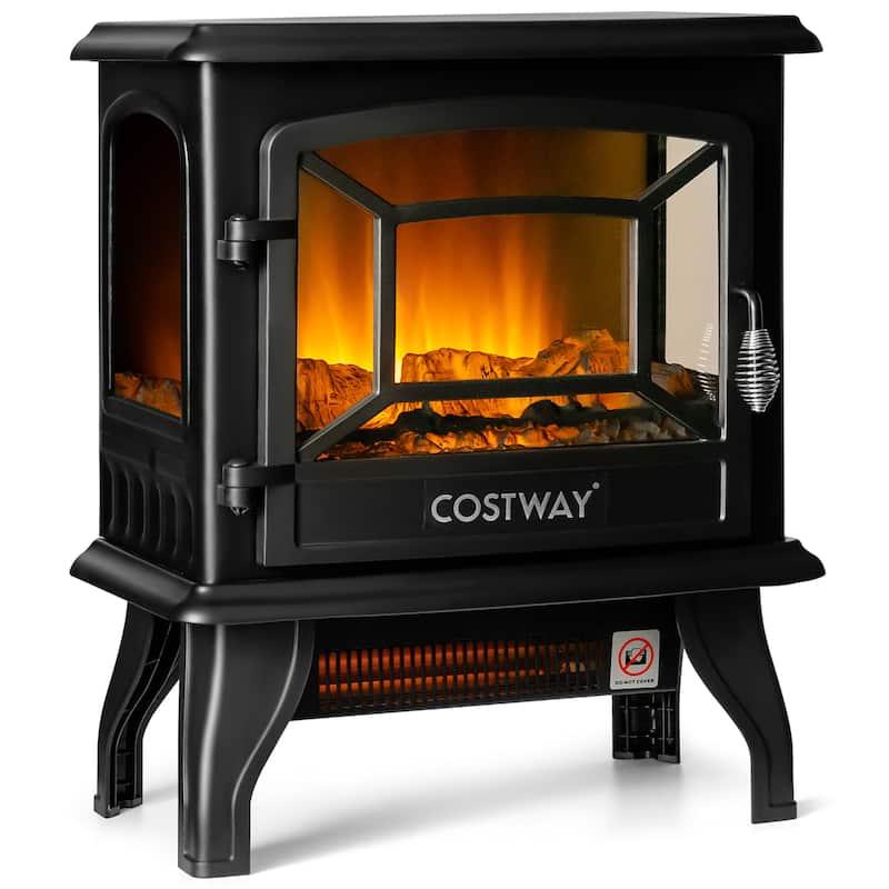 Costway 20'' Freestanding Electric Fireplace Heater Stove W/ - See Details