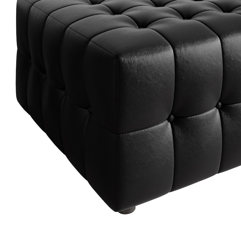 CraftPorch Elegance Button-Tufted PU Upholstered Ottoman