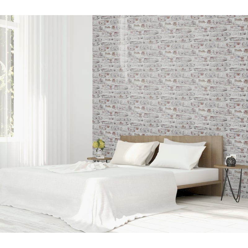 Whitewashed Wall White Wallpaper - 20.8in. W x 33ft L