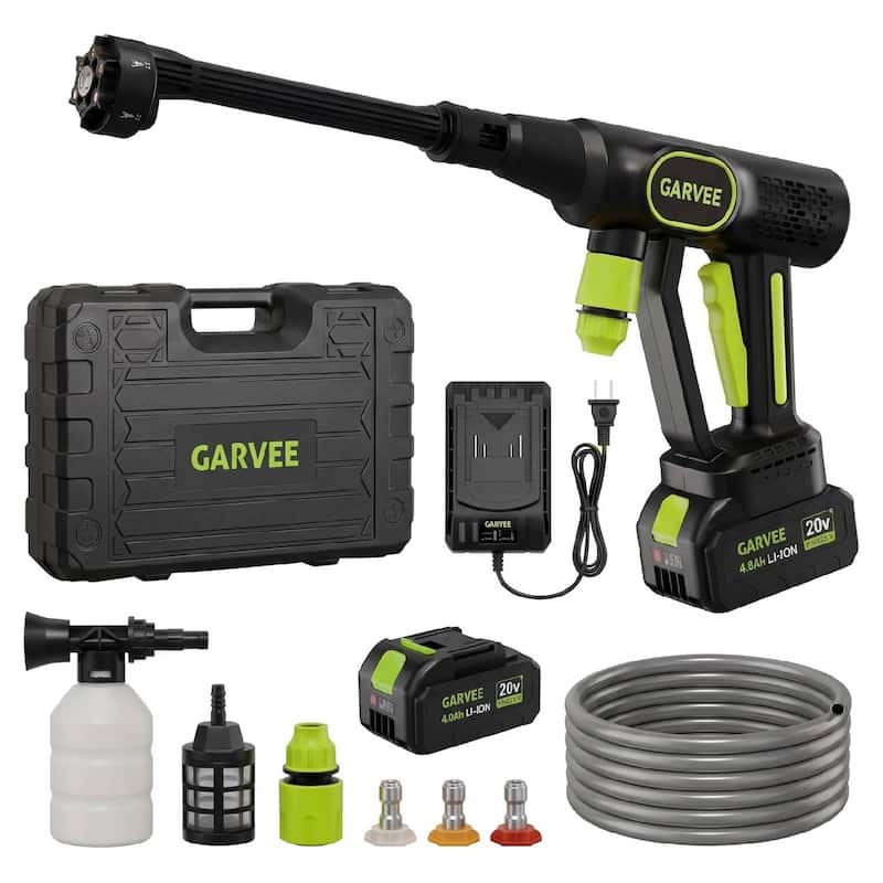 Portable Handheld Cleaner, Cordless Pressure Washer with 6-in-1 Nozzle, 26FT High-Elastic Hose - Green