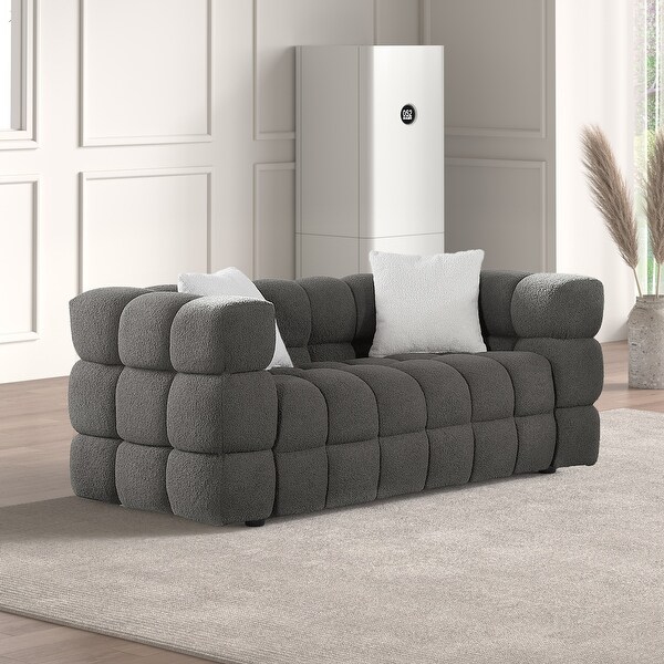 Wayna Modern Square Sofa, Sherpa Thick Cushion Double Sofa - Bed