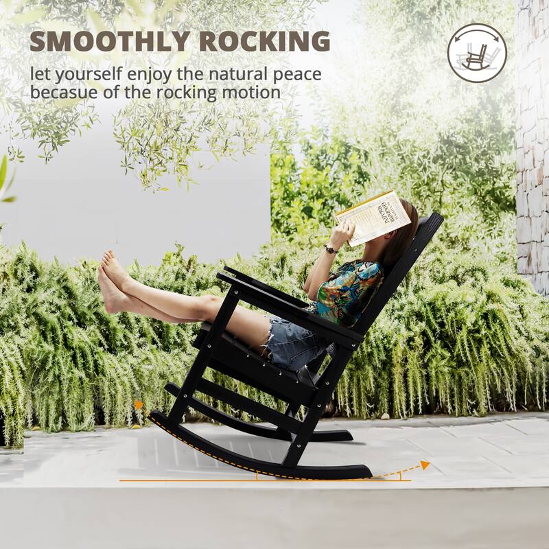 Eco-Friendly Plastic Outdoor Adirondack Rocking Chairs For Porch Set of 2