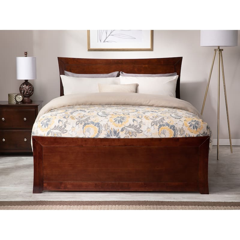 Metro Full Foundation Bed with Matching Footboard in Walnut - Full