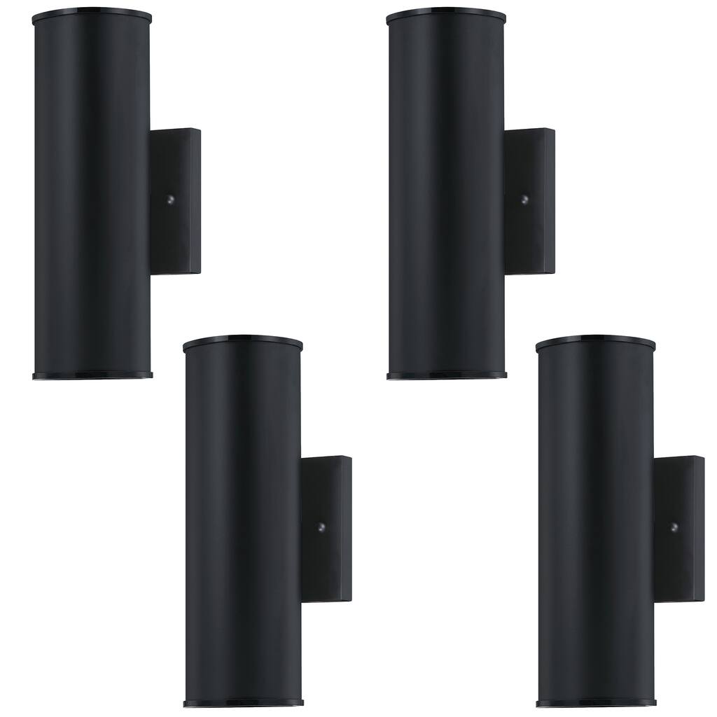 4 Pack Modern Black 1 Light Cylinder Wall Sconces