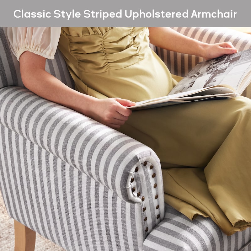 Upholstered Accent Sofa Linen Club Chair with Legs for Living Room