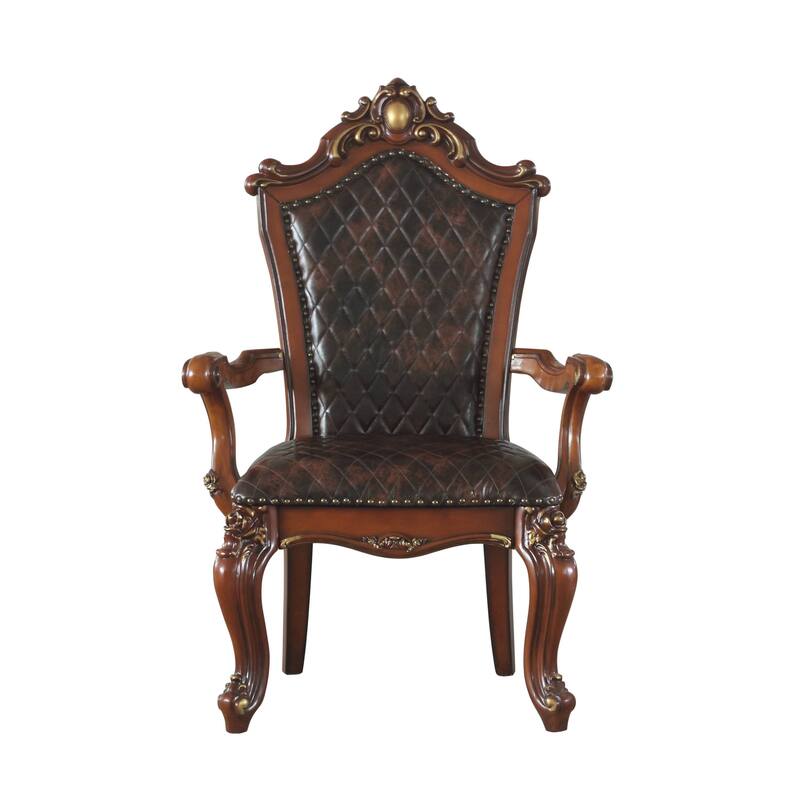 Black and Honey Oak Tufted Arm Chair (Set of 2)