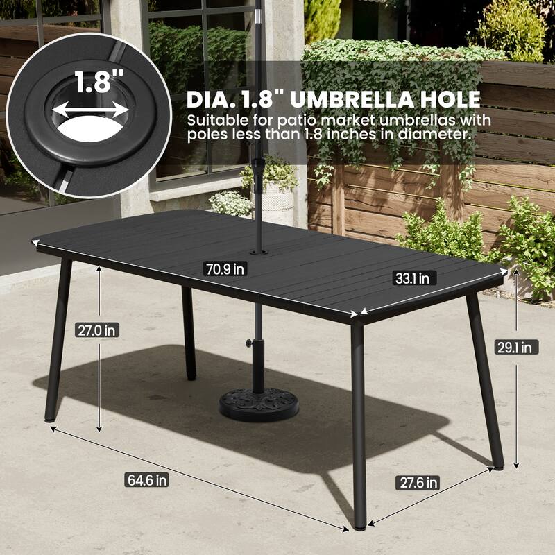 Outdoor Patio Dining Table Rectangular Aluminum Outdoor Table for 6/8/10 Person