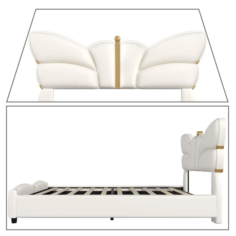 Stylish PU Leather Upholstered Platform Bed - No Box Spring Needed
