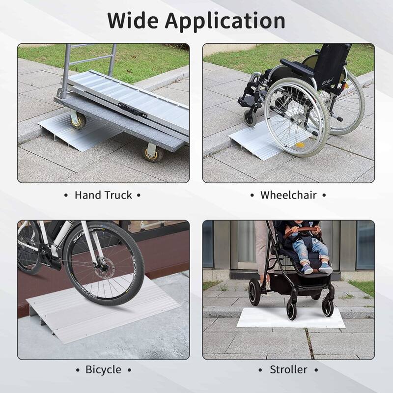 Gymax 3'' Door Threshold Ramp Aluminum Adjustable Rise Entry Ramp for