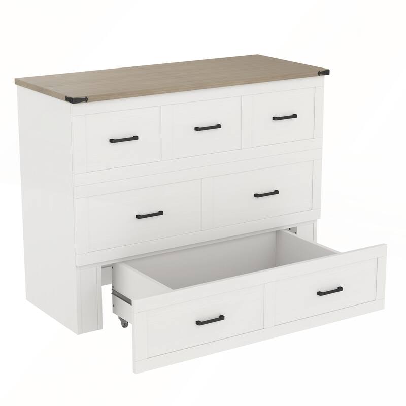 Murphy Bed Cabinet with Charging Station for Guest Room and Small Bedroom