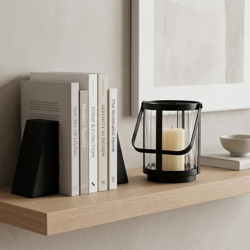 5" Clear And Black Glass And Metal Tabletop Lantern Candle Holder
