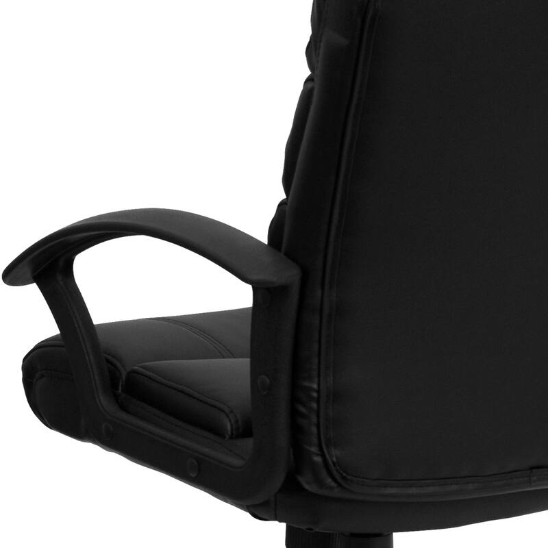 Mid-Back LeatherSoft Swivel Office Chair with Accent Divided Back and Arms