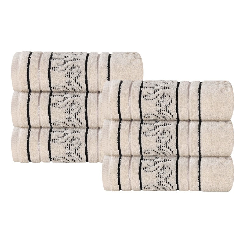 Superior Sadie Zero Twist Cotton Jacquard Hand Towel, Set of 6