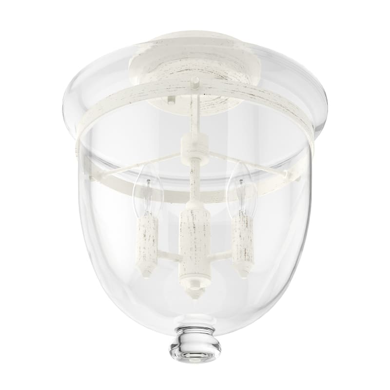 Hunter Belltown 3-Light Flush Mount Ceiling Light - Entry, Bedroom, Bath, Hallway - Transitional, Modern Farmhouse