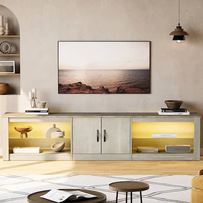 80" TV Stand LED Entertainment Center for TVs up to 85" with Two Storage Cabinets - 80 inch