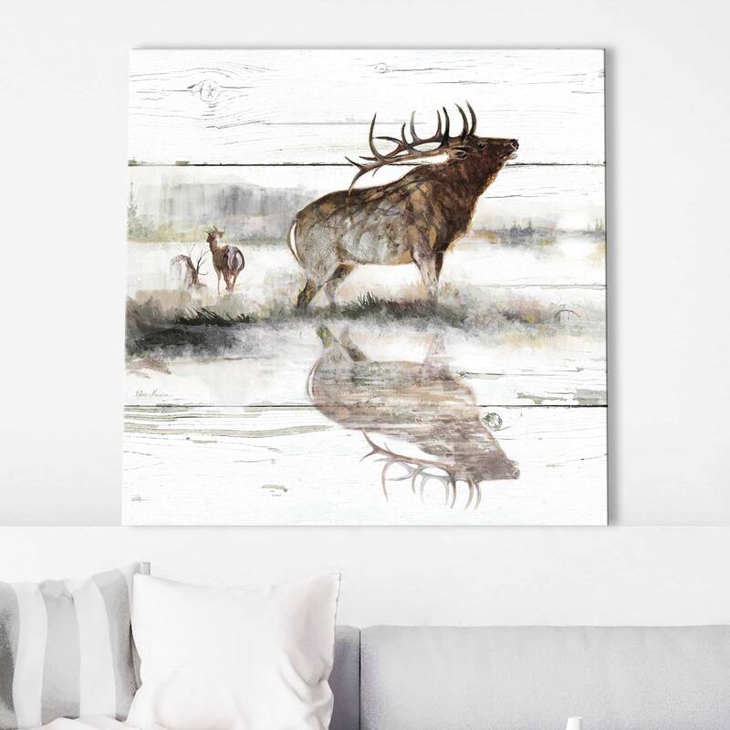 "Rustic Misty Elk" by Ruane Manning Print on Canvas