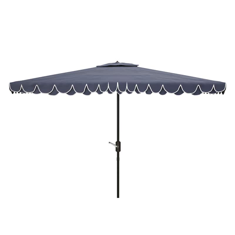 SAFAVIEH Zariah Rectangular 6'x10' Outdoor Umbrella with Valance - Navy/White