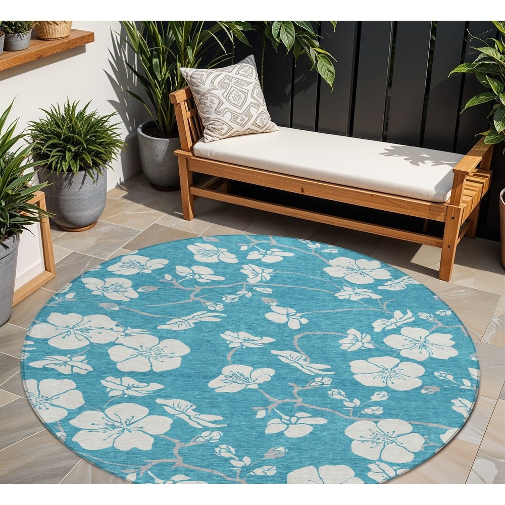 HomeRoots Floral Transitional Rectangle Outdoor Rug