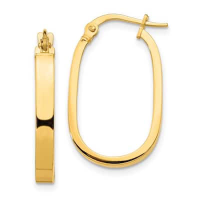 Curata 14k Yellow Gold 23.81x15.03mm Oval Hoop Earrings