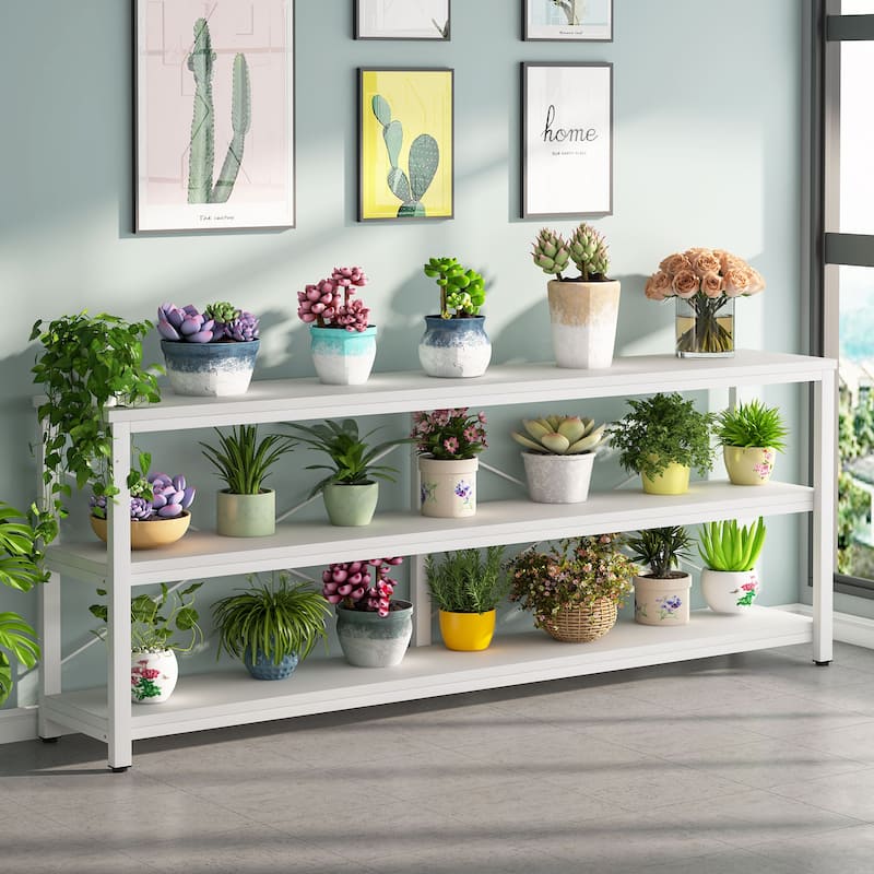 70.8" Extra Long Narrow Console Table Sofa Table Entryway Table with 3 Tiers Storage Shelves
