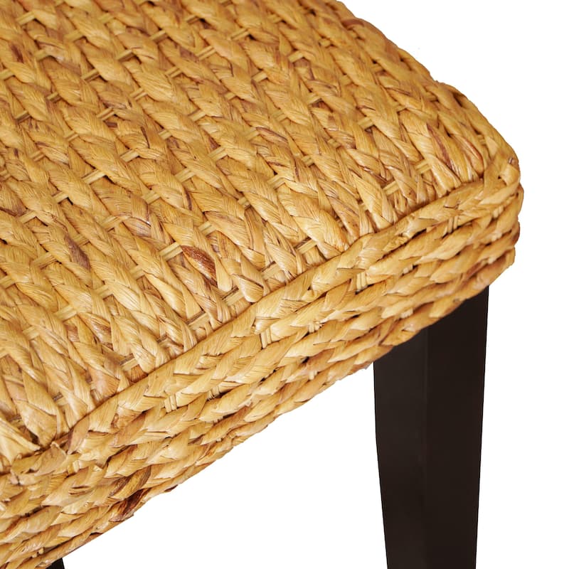 M4H Valencia Solid Wood Natural Water Hyacinth Indoor Bench