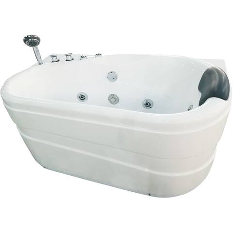 Eago 57-1/8" Acrylic Whirlpool Bathtub for Alcove Installations with - White
