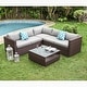 preview thumbnail 10 of 11, COSIEST 4-piece Patio Outdoor Cushioned Wicker Sectional Sofa Set Warm Grey